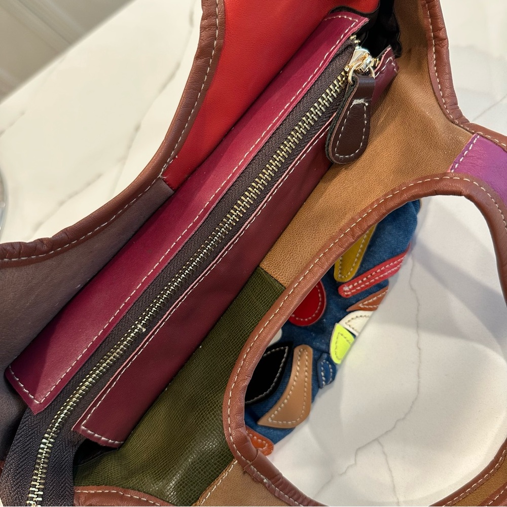 Colorful Boho Floral Denim Patchwork Handbag Multi Color Purse Bohemian - Picture 5 of 10